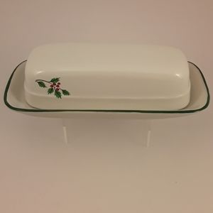 Vintage stoneware covered butter dish